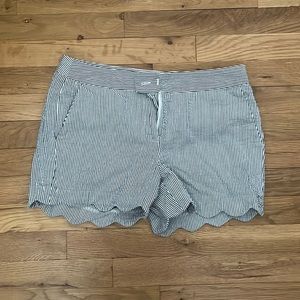 British Khaki Scalloped Seersucker Shorts